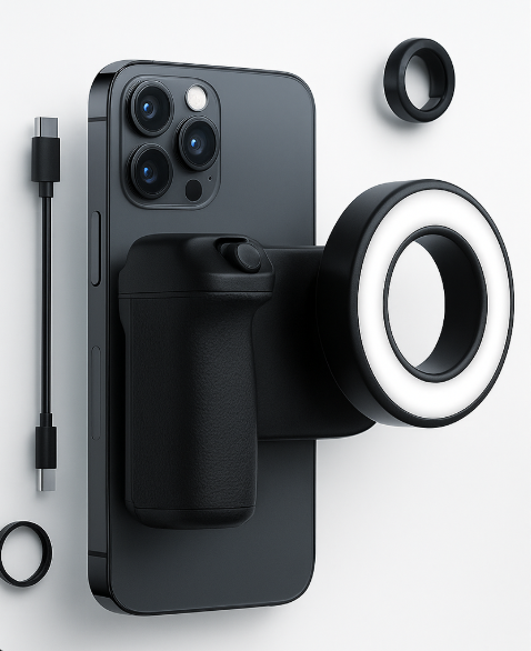 Luma MagGrip™ — MagSafe Camera Handle with 360° Fill Light & Bluetooth Shutter
