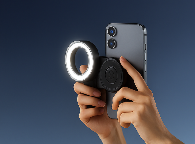 Luma MagGrip™ — MagSafe Camera Handle with 360° Fill Light & Bluetooth Shutter